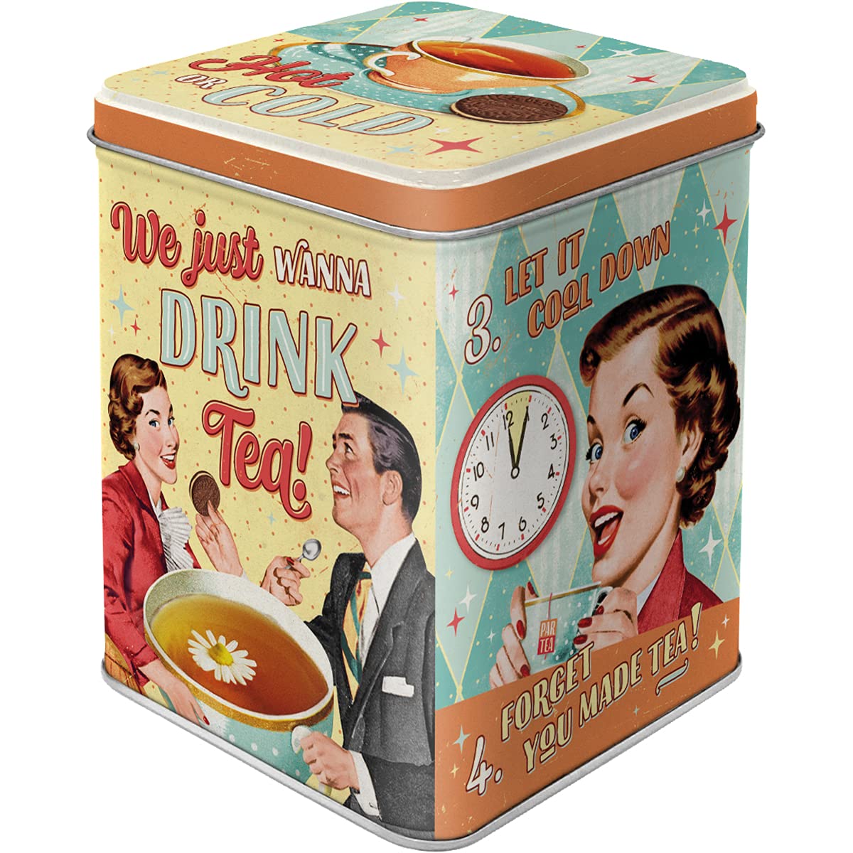 Nostalgic-Art Retro Tea Canister 100g Tea & Cookies Together - Gift Idea for Nostalgia Fans Storage for Loose Tea and Tea Bags - Vintage Design