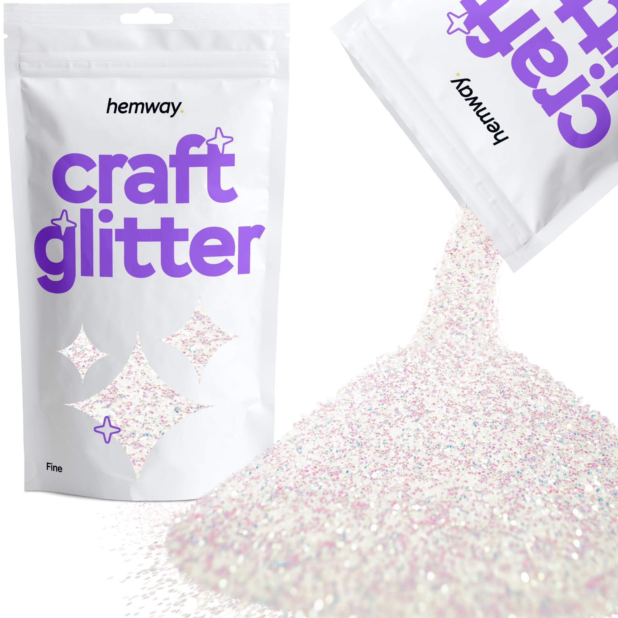 Hemway Craft Glitter Mother of Pearl Iridescent 100g Fine Glitter for Crafts, Resin, Cosmetic, Nail, Face, Body, Festival, Tumblers, Art, Candle, Crafting