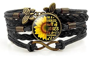 Yucaxu Boho Sunflower Gifts Sunflower Leather Bohemian Bracelet Birthday Gifts for Women Teens Granddaughter Wife Daughter Mom Friendship Bracelets for Her
