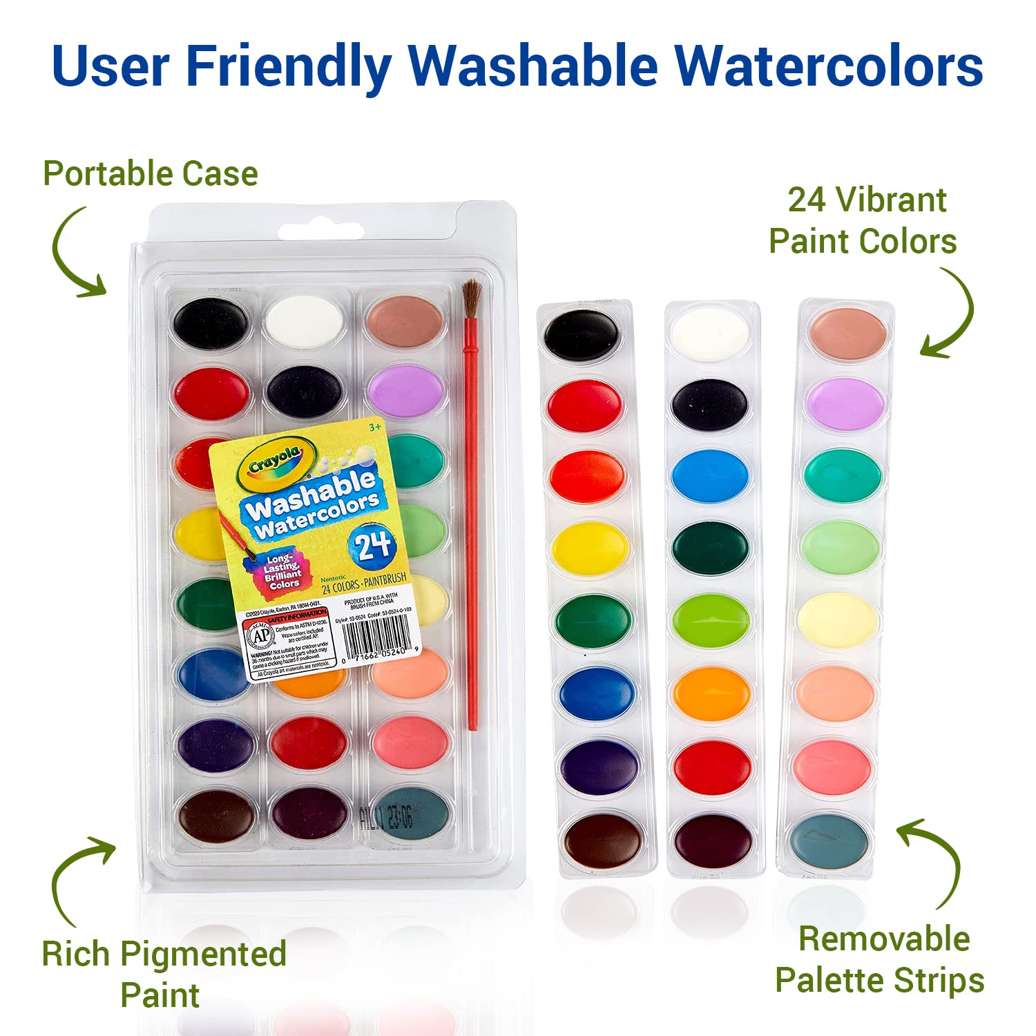 Watercolor Paint Set – 24 Watercolor Paint, 50 Sheets Water Color Paper Pad, 7 PaintBrushes for Kids – Complete Water Color Painting Kids Supplies Set