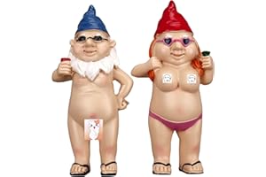 BBdis 2 PCS Garden Gnomes, 4.7 Inch Naughty Garden Gnome Funny Gnomes Statue for Home Indoor or Outdoor Lawn Gnome Decorations Housewarming Halloween