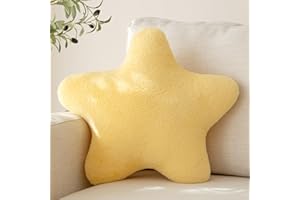 Znhinery Star Pillow, Decorative Throw Pillow with Plush for Couch, Cute Decor Pillows for Bed, Aesthetic Star Shaped Pillow Fun Cushion for Sofa Living Room (Goose Yellow, 14.9 Inches)