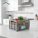 Optimal Products 32L Collapsible Plastic Storage Crates Boxes Stackable Basket view 3