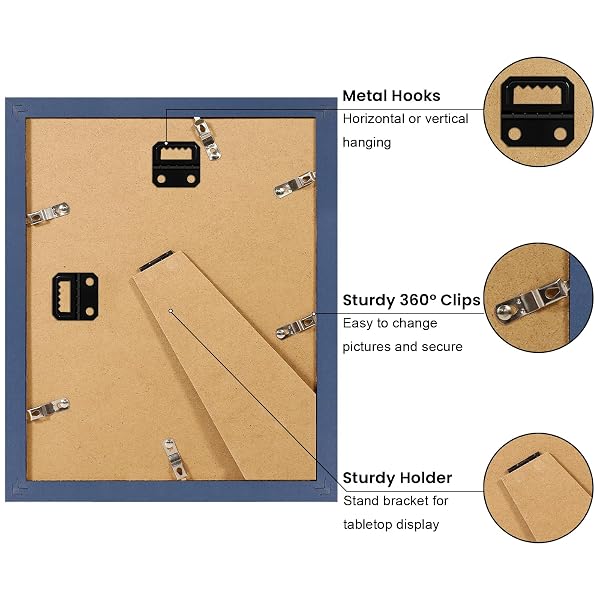 YESKAY 8X10 PICTURE FRAME SET OF 9, DISPLAY PICTURES 5X7 WITH MAT OR 8 X 10 WITHOUT MAT, MULTI PHOTO FRAMES FOR WALL MOUNTING OR TABLE TOP DISPLAY, BLUE