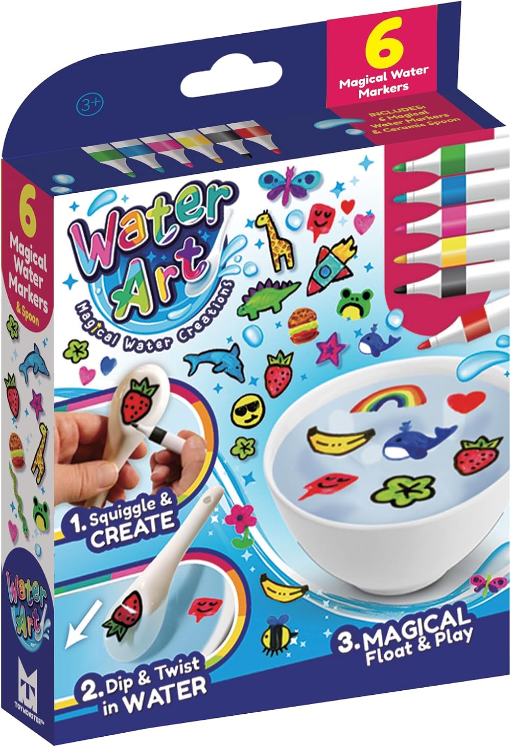 Water Art 6pk Magical Water Marker Pens & Ceramic Spoon Kids DIY Water