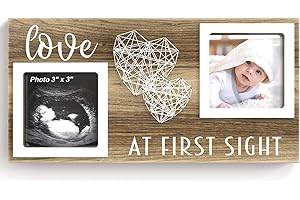 EURSET Baby Sonogram Picture Frame for 3" x 3" Ultrasound Photo - Pregnancy Announcements Ideas - Gender Reveal Baby-Shower G
