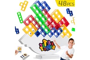 GINROGD 48 Pcs Tetra Tower Game,Board Games for 2+ Players, Stacking Toys for Kids,Block Balancing Game Toys for Kids,Adults,Friends,Classrooms,Families and Travel Parties