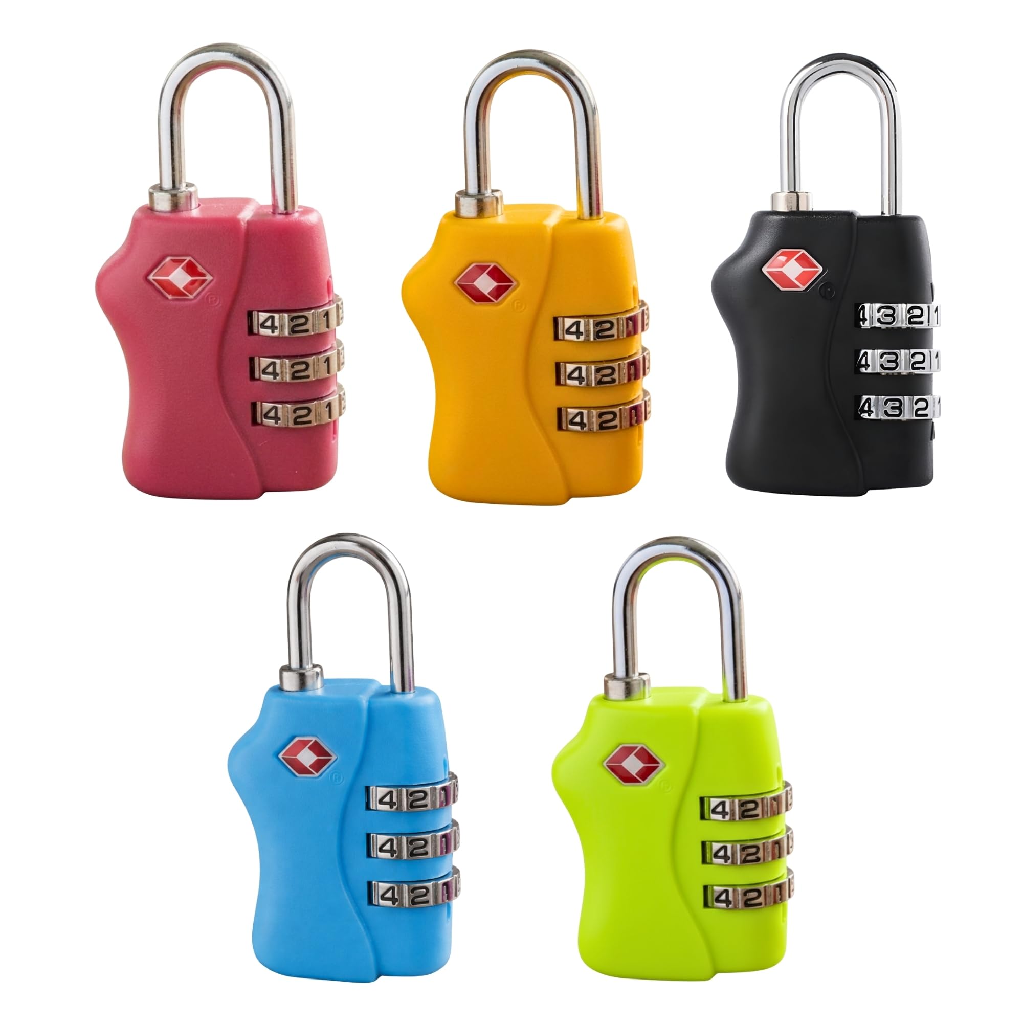 TSA Approved 3 Digit Combination Luggage Locks 2 Packs Assorted Colour - Resettable Travel Padlock for Suitcases Backpack & Gym Locker Security, Travel Accessories and Holiday Essentials