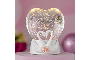 LEYUPEAK ​​Mother's Day Decorations Musical Snow Globe with Swan Couple, Heart Glitter Lantern with Timer - Birthday Anniversary Mother's Day for Mom/Wife Gifts(USB/Battery Operated)