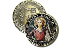 Aizics Mint St Cecilia Coin, Patron Saint of Musicians, Catholic Challenge Coin, Musician Gift, Religious Coin Collectibles, Copper Plated 38mm x 2mm