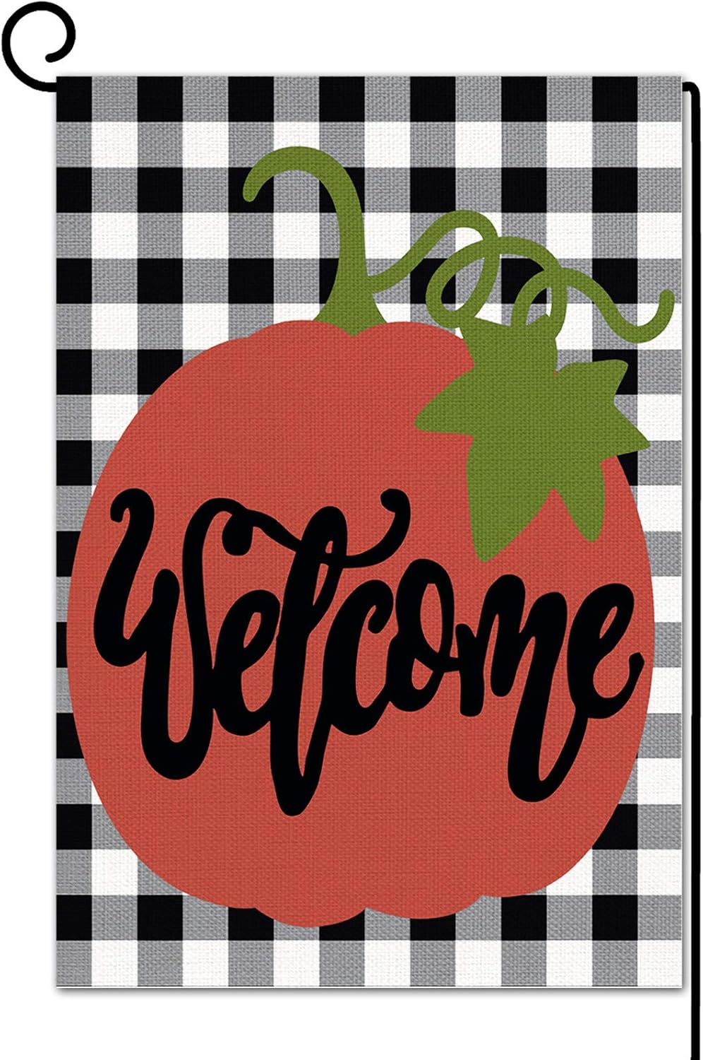 Dazonge Welcome Halloween Garden Flag | Small Fall Yard Flag 12.5''x18'' | Double Sided Buffalo Plaid Farmhouse Flag | Rustic Fall Decor for Home | Fall Yard Decorations