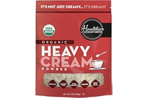 Healthier Comforts Organic Heavy Cream Powder (72% Butterfat) | Certified USDA Organic, Kosher | Gluten Free, Non-GMO, Keto Friendly, Free of Antibiotics & Hormones (rBGH or rBST) | Made in USA (7 ounce)