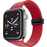 Sport Bands Compatible with Apple Watch Band 42mm 44mm 45mm 46mm 49mm for Women and Men, Magnetic Closure Silicone Sport Strap for iWatch Series 10 9 8 7 6 5 4 3 SE Ultra