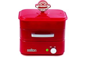 Salton Treats Stadium-Style Hot Dog Steamer | Built-In Bun Warmer | Fits Regular or Jumbo Size | Removable & Transparent Lid 