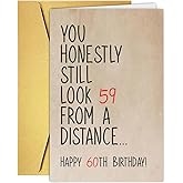 Qamza Funny 60 Year Old Birthday Card, Humorous 60th Birthday Card for Dad Mom Husband Wife Grandpa Grandma Friend, Ideal Born In 1965 Card for Him Her