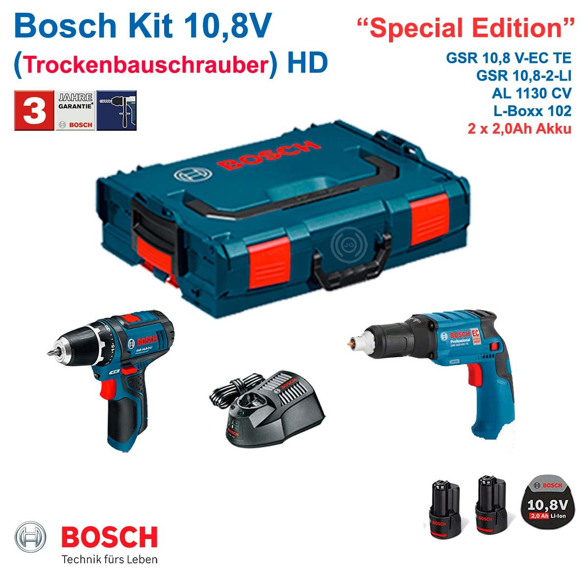 Bosch Kit Gsr 10 2 V Ec Te Gsr 10 8 2 Li 2 X 2 0ah Li Ion