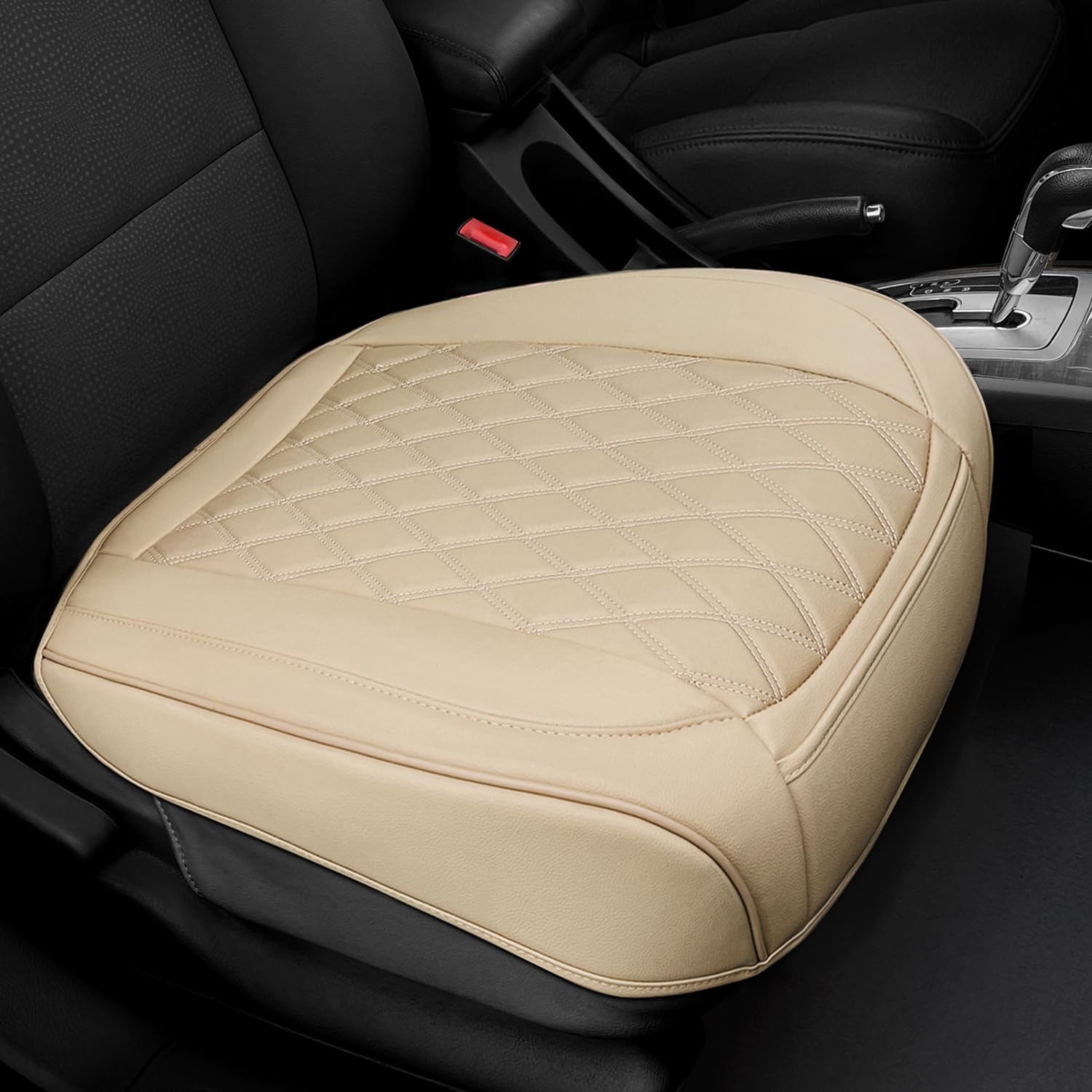 Photo 1 of 1 Pack Leather Front Car Seat Cover Bottom Car Seat, Anti-Slip and Full Wrap Driver Car Seat Protectors, Luxury Waterproof Bottom Auto Seat Cushion Pad Mat for Most Vehicles(Yellow Beige)
