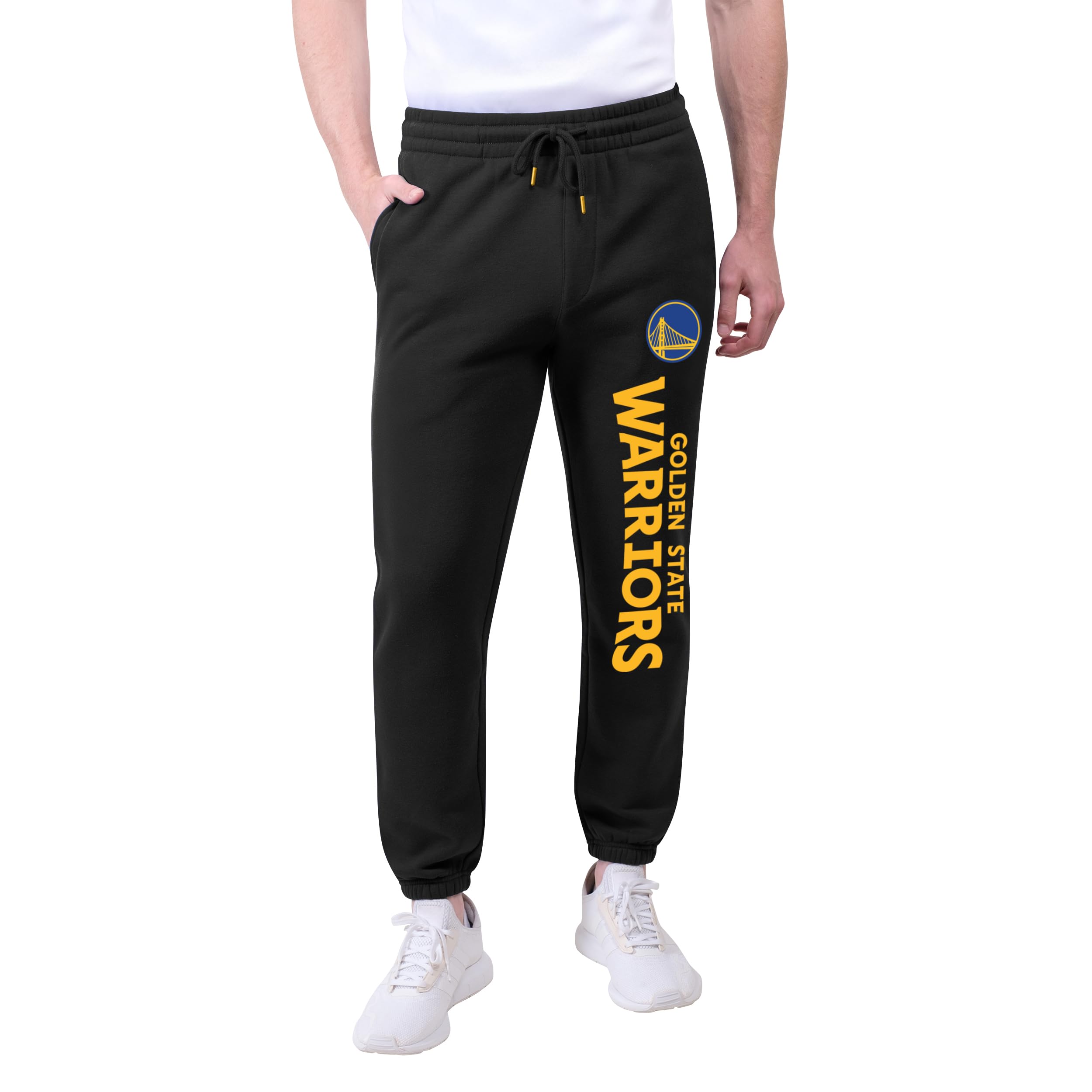 Ultra Game Men's NBA Official Super Soft Team Jogger Sweatpants, Golden State Warriors, Black, Large Image