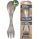 Light My Fire Titanium Spork Camping Spoon Fork Knife Combo Reusable Travel & Camping Utensils - Unbreakable Non-Toxic BPA Fr