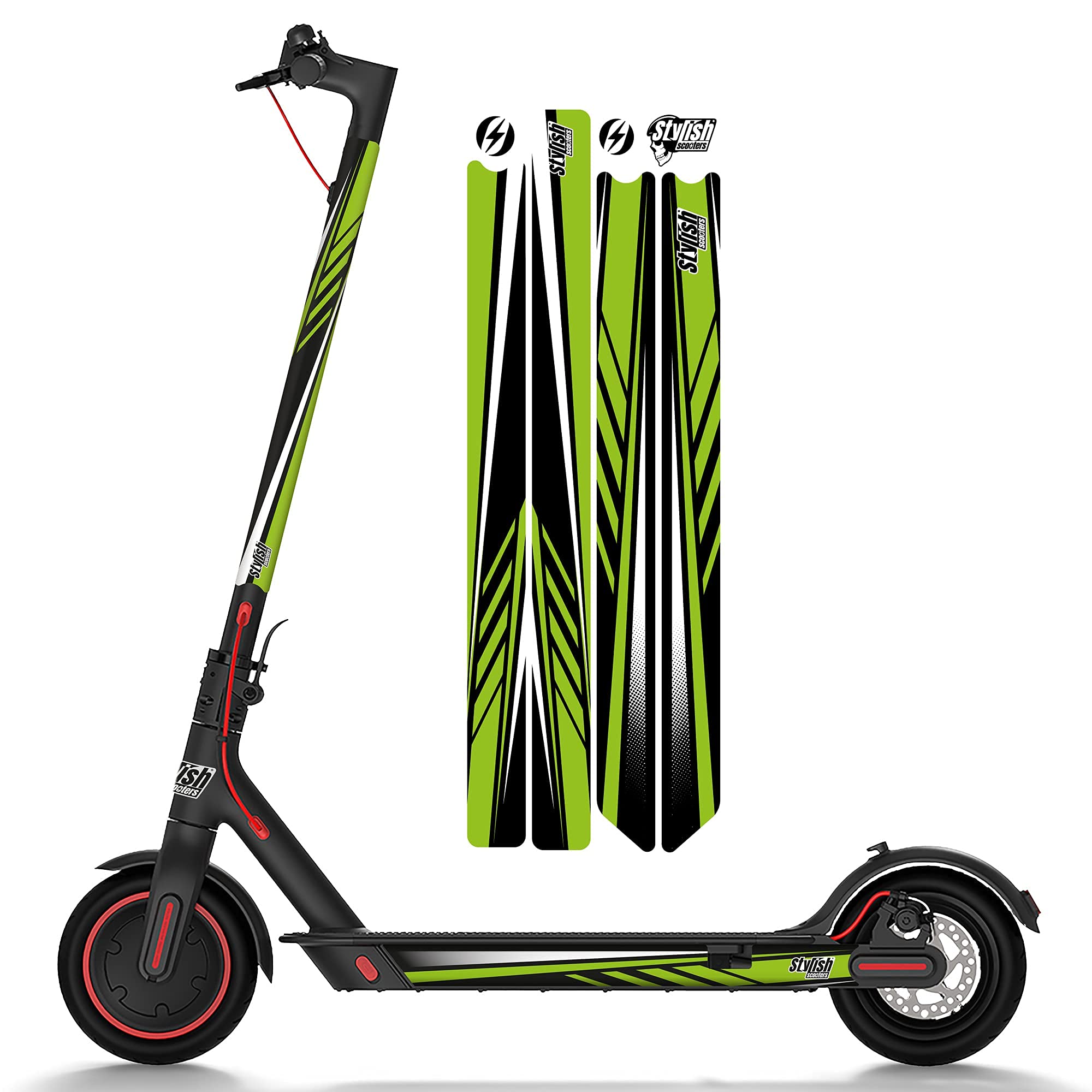 STYLISH SCOOTERS Xiaomi M365 Stickers, Sport Green Decorative Vinyl for Your Electric Scooter, Suitable for All Models (Green)