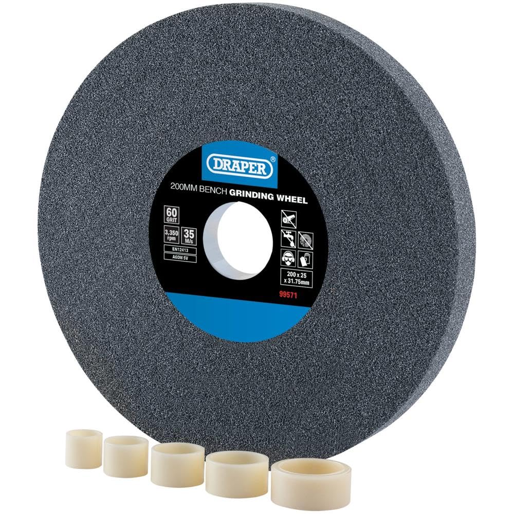 Draper 99571 Aluminium Oxide Bench Grinding Wheel 60G (200mm x 25mm)