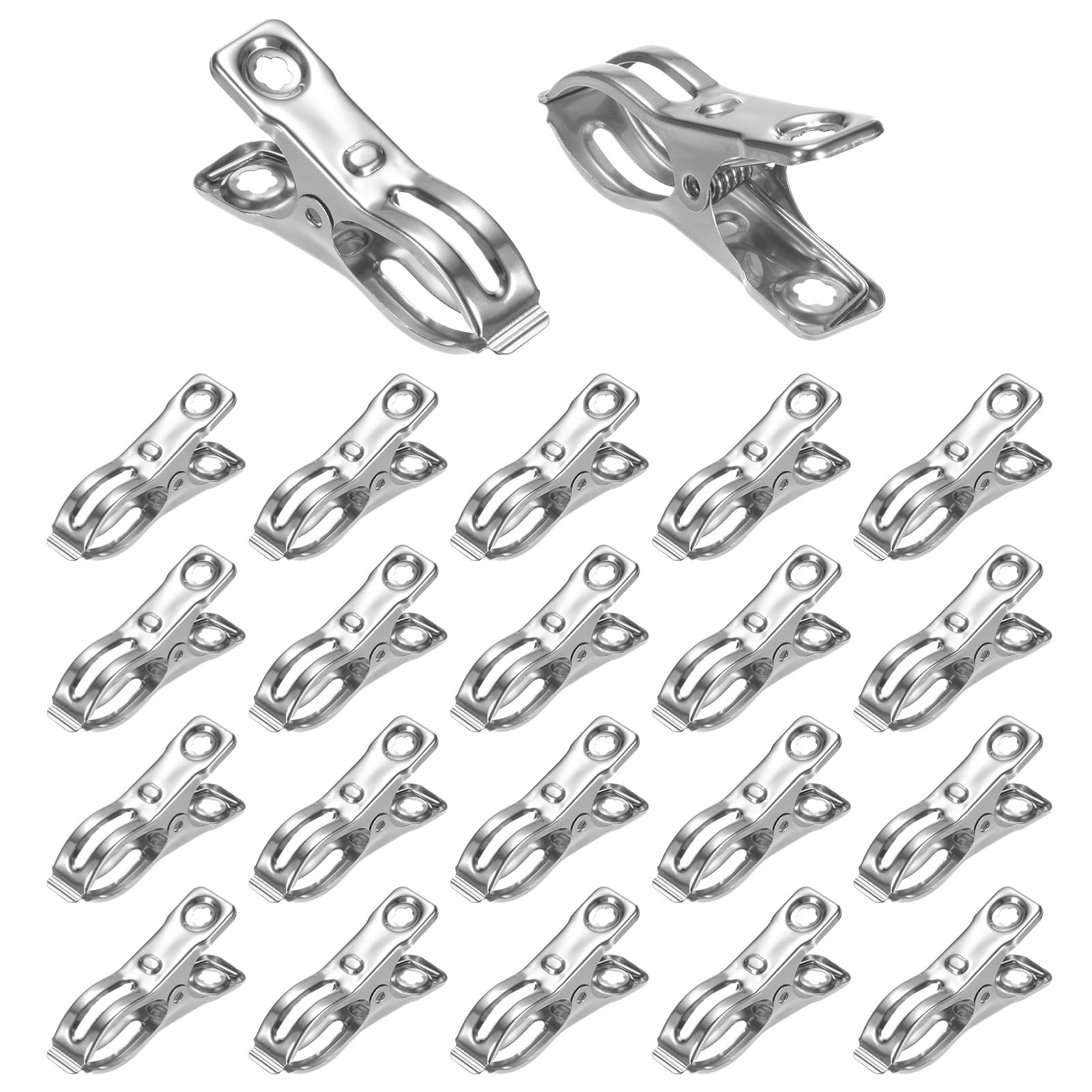 M METERXITY 40-Pack Greenhouse Clamps, Stainless Steel Greenhouse Film Clamps Shading Net Rod Clip Max Dia 2.36 Inch for Garden Net/Row Cover/Greenhouse Plastic Sheeting [Silver]