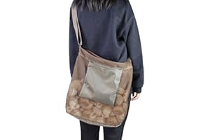 SLDHR Mushroom Hunting Foraging Bag, Mesh Pouch Harvesting Bag for Garden Fruit Picking (Brown)