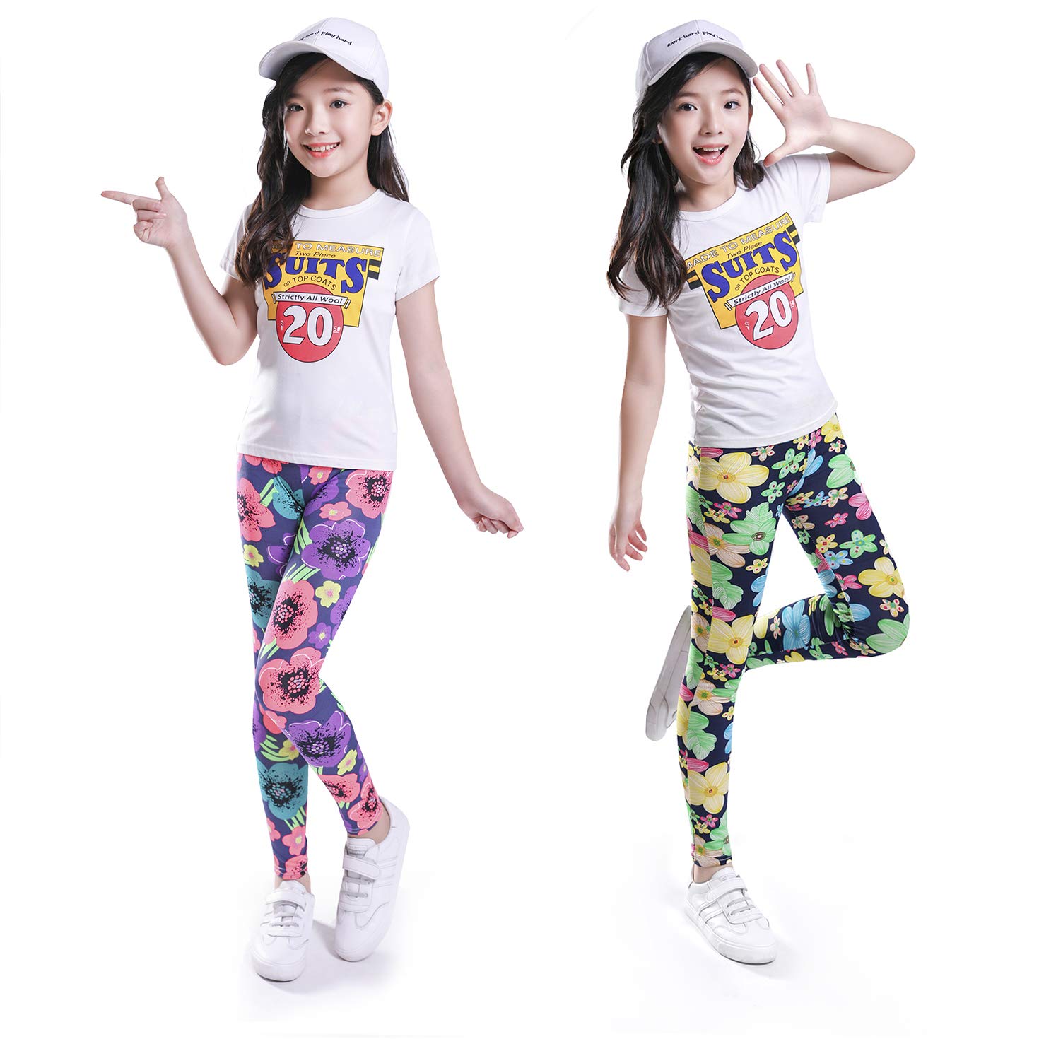 ZukoCert Stretchy Girls Leggings Tights Colorful Pattern Kids Pants 4-13 Years(C1_85#)