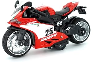 MING YING 66 Pull Back Motorcycle Model - 1:12 Scale Toy Motorcycle,Motorcycle Toy with Light and Music Gift for Children Boys and Girls (Red)