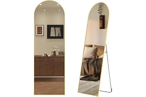 PUZONJIG 65"x 24" Arched Full Length Mirrors Gold Arched Full Body Mirror Floor Mirror Arch Mirror Bathroom Vanity Mirror Brushed Metal Frame Anti-Rust Tempered Glass for Bedroom Entryway Living/Dressing Room