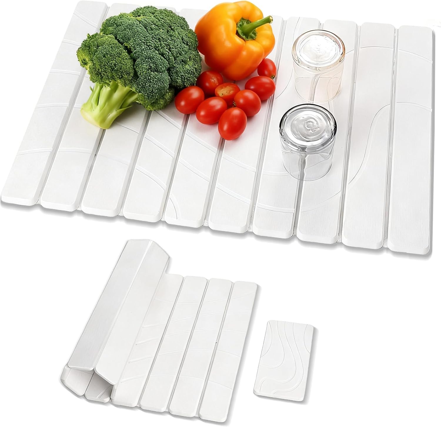 Photo 1 of 2 PCS Large Stone Dish Drying Mats for Kitchen Counter - Large 24"x16" & Small 8"x4" Dish Drying Mat Fast Drying Collapsible Dish Drying Mat, Cups, Bottles Match Any Counter Top