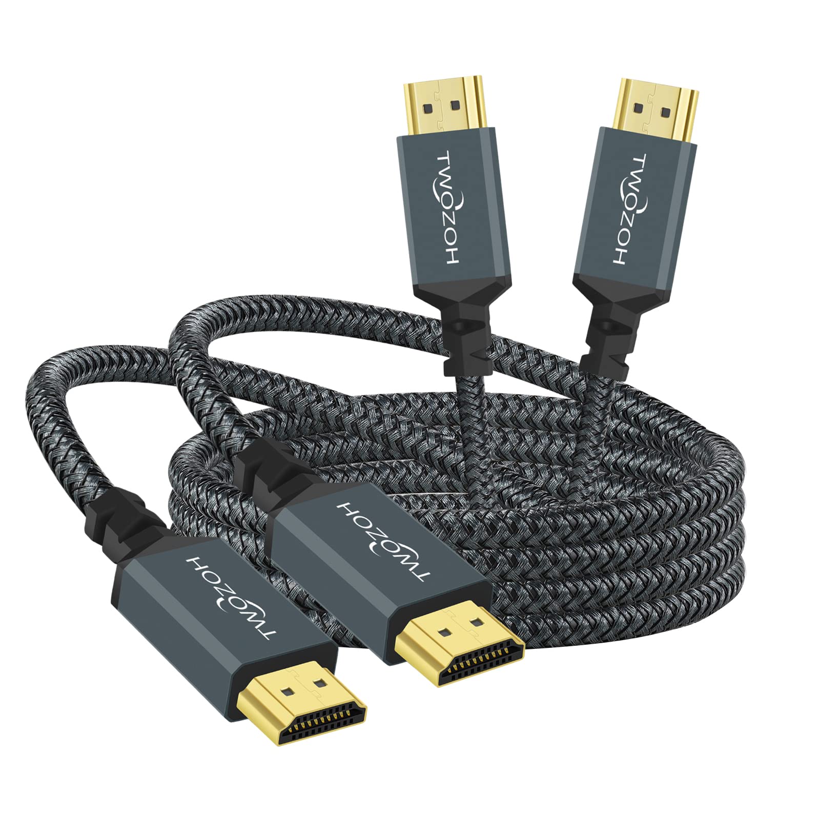Twozoh 4K HDMI Cable 1M 2 Pack, Nylon Braided HDMI Lead Support 18Gbps 3D/4K@60Hz/ 2160P/1080P
