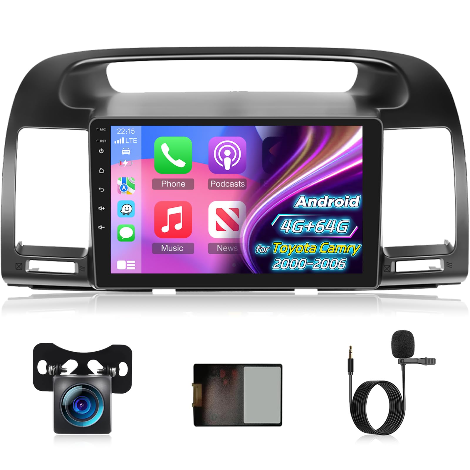 Photo 1 of [4+64G] NHOPEEW for Toyota Camry Radio 2000-2006 with Wireless Carplay and Android Auto - 9 Inch Touchscreen Android Car Stereo - EQ/WiFi/GPS Navigation/SWC/Bluetooth + AHD Backup Camera
