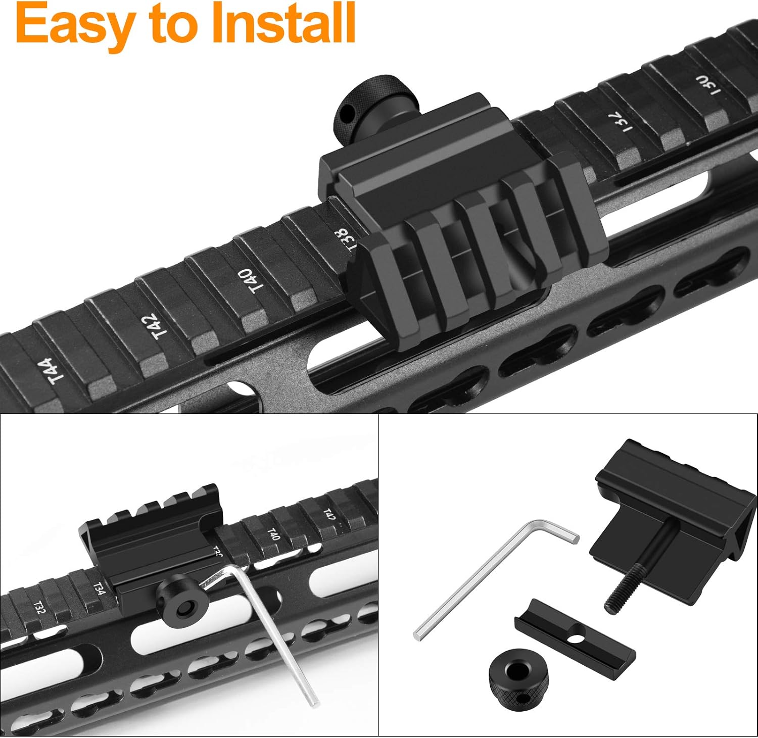 Offset Rail Mounts, LONSEL 4 Slots Aluminum 45 Degree Offset Angle Picatinny Weaver Rail Mount for Flashlight Laser Optic Sight - 3 Pack (4 Slot - 3 PCS) : Sports & Outdoors