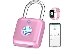 Fingerprint Padlock eLinkSmart Gym Locker Lock for Girls Women with Phone App iOS Watch Metal Keyless Combination Locks for School Sports Locker Toolbox Hasp Storage Pink