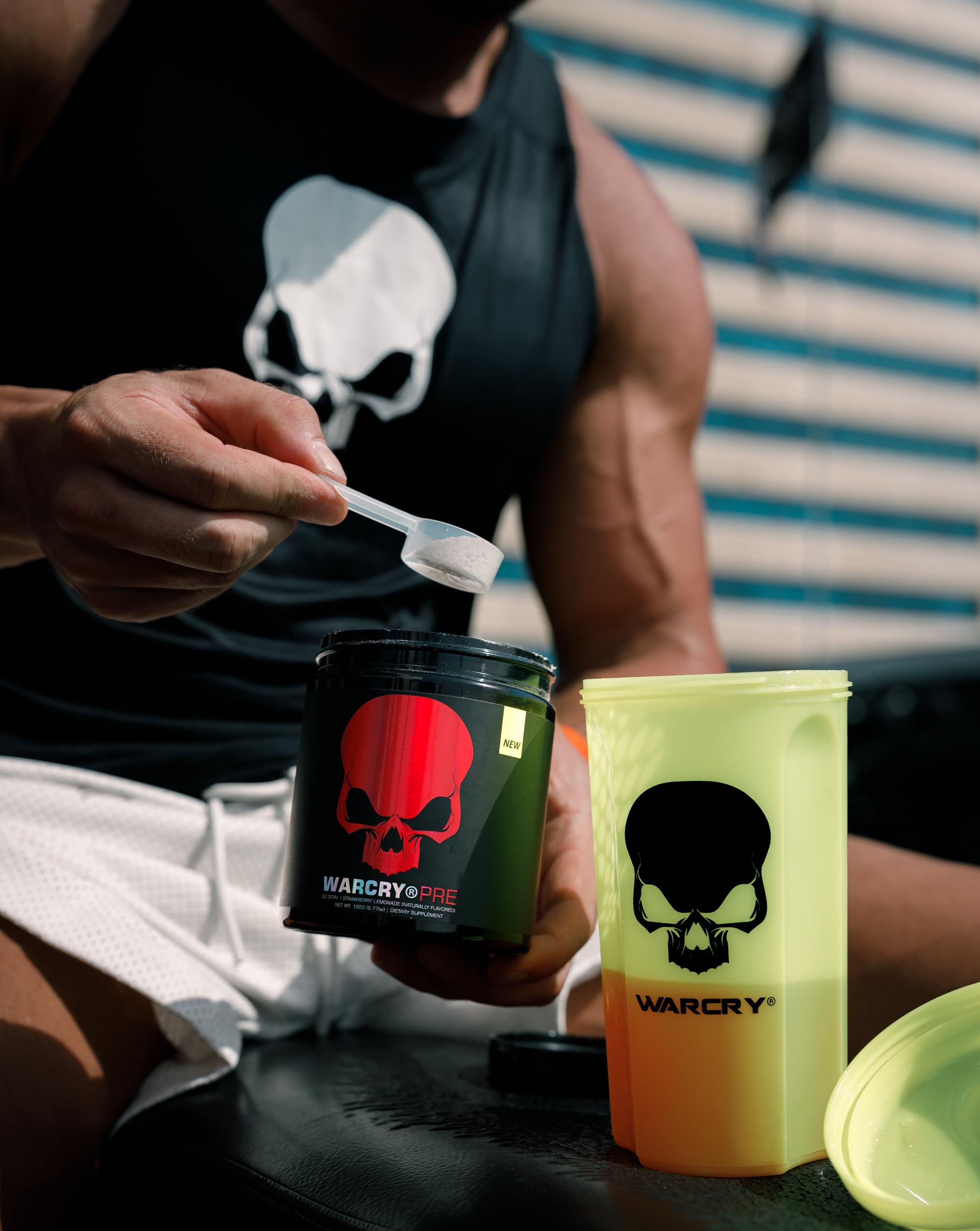 WARCRY Pre-Workout - Ultra Energy, Strength, Clear Focus & Pumps with Nitrosigine, Caffeine, Beta-Alanine - Blue Raspberry Flavor, 30 Servings