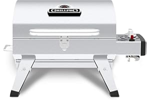 GrillPro 201114 Portable Tabletop Camping Propane Gas Grill, Stainless Steel