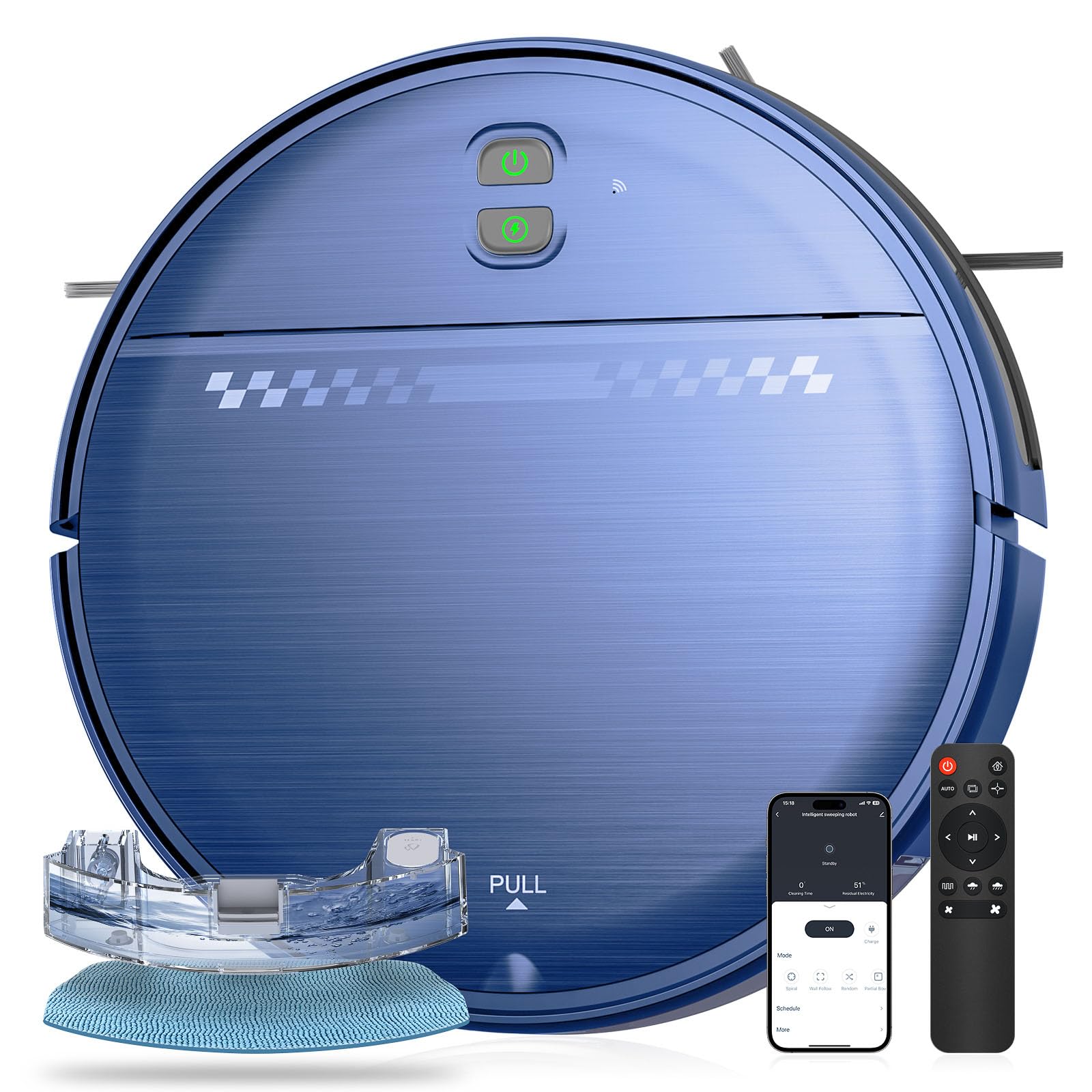 Photo 1 of Robot Vacuum and Mop Combo, 2-in-1 Mopping Robot Vacuum Cleaner with 2300Pa Suction, 2.87'' Slim Design, Wi-Fi/App/Voice Control, 3D Obstacle Avoidance&Self-Charging for Hard Floors, Carpets, Pet Hair