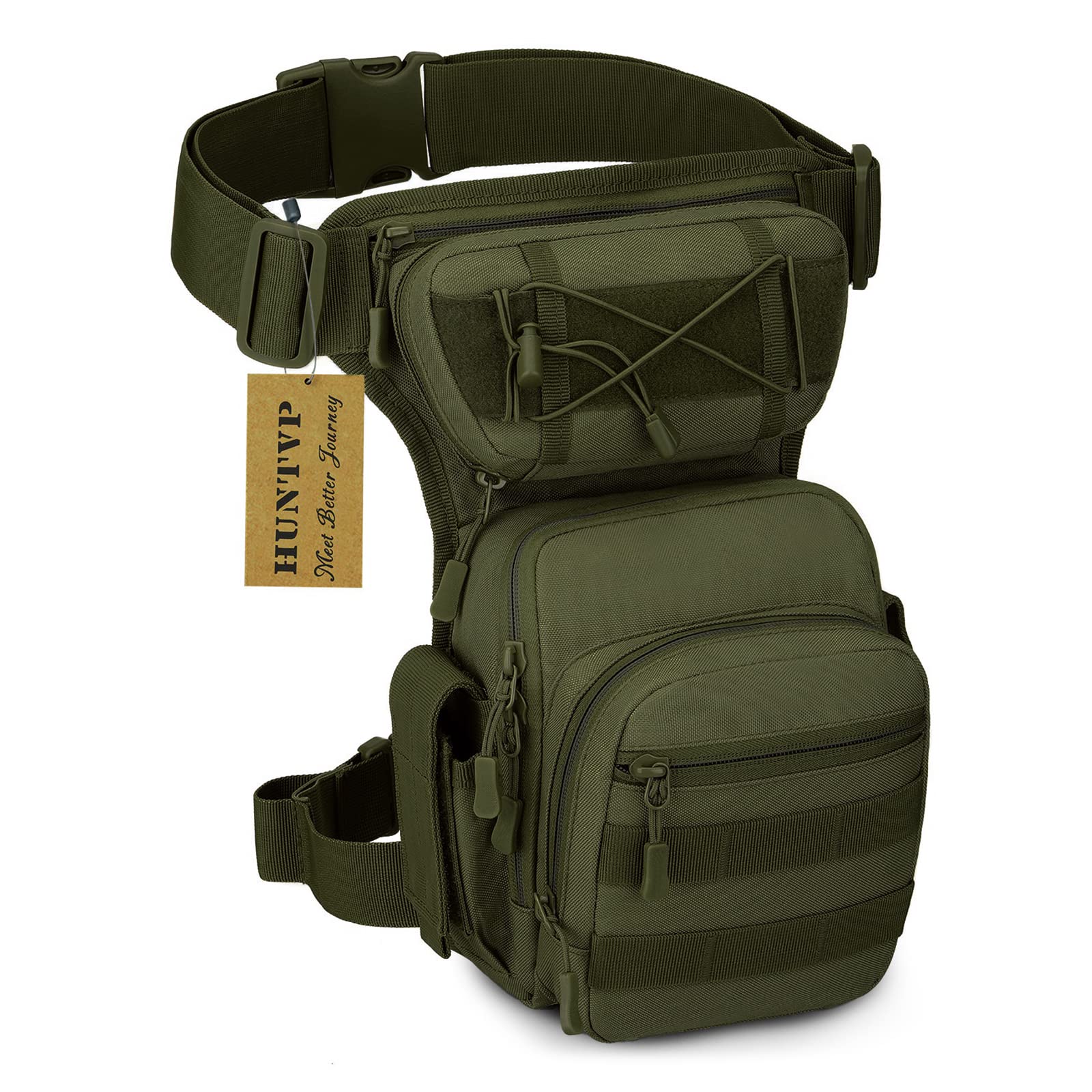 HUNTVP Military Tactical Molle Drop Leg Bag Cross Over Leg Rig Thigh Pack Waist Bags for Motorcycle Cycling Riding Outdoors Camping Hiking