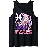 Pisces Chibi Zodiac Sign Horoscope Kawaii Manga Mermaid Tank Top