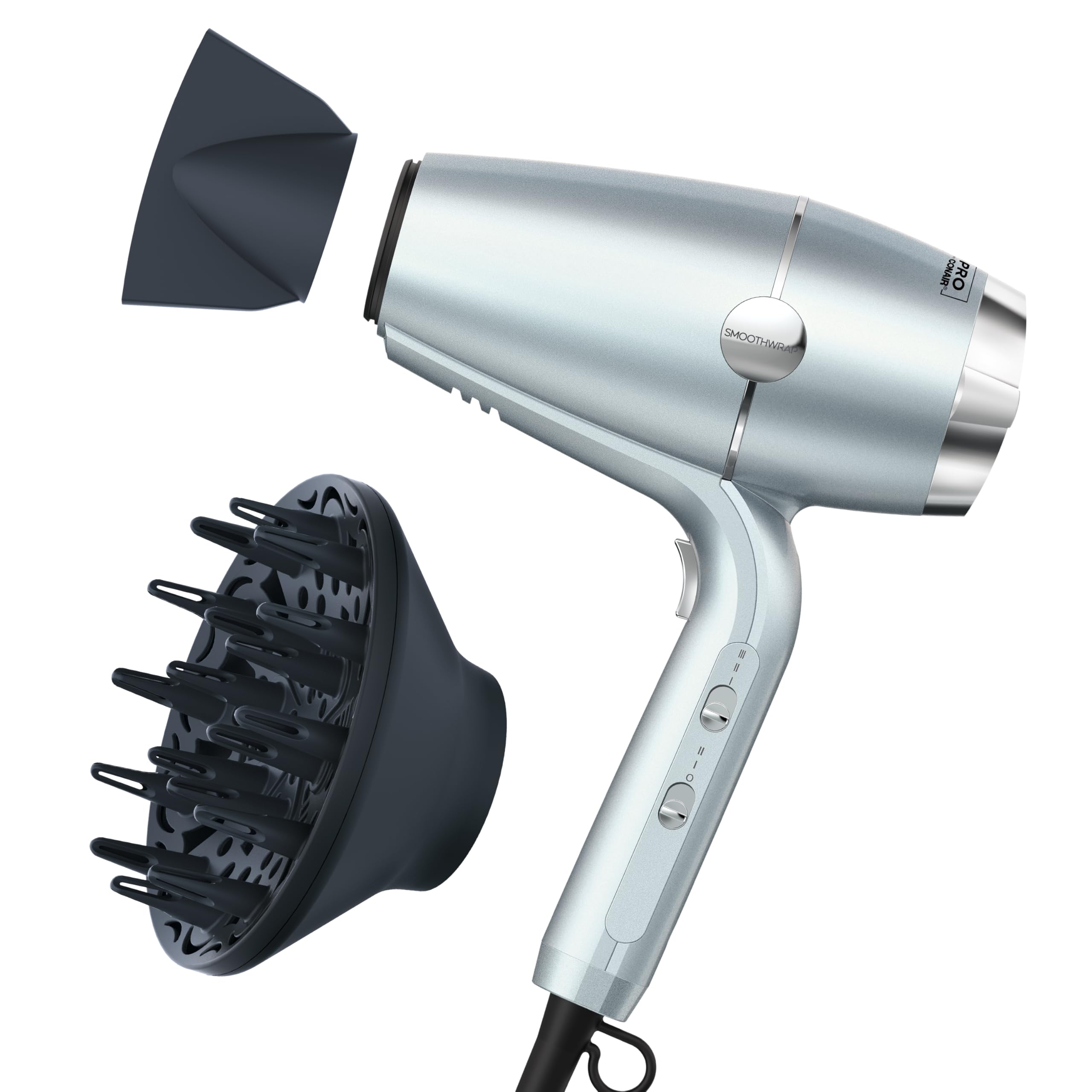 INFINITI PRO CONAIR SmoothWrap Hair Dryer, Blow Dryer with Diffuser and Concentrator Attachments, Advanced Plasma and Ceramic Technology for Less Frizz, More Volume and Body, Mint Image