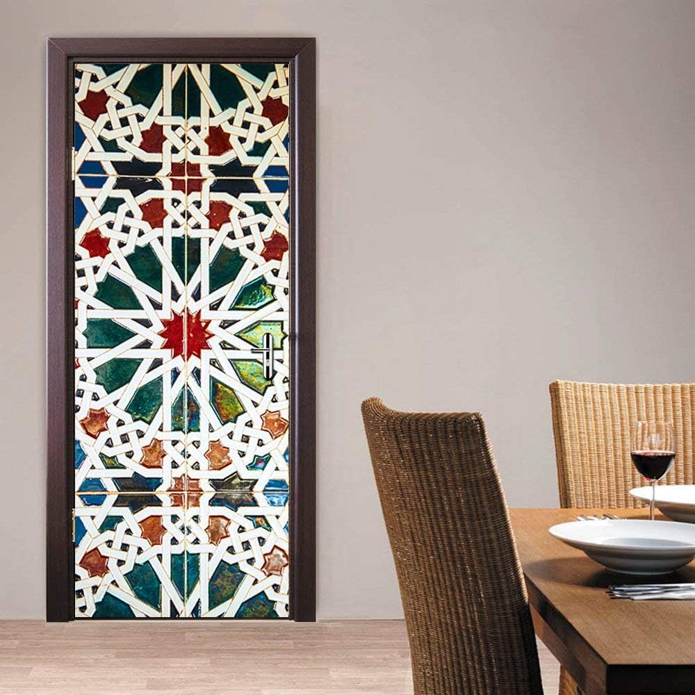 77X200cm Kaleidoscope glass door sticker Bathroom door renovation
