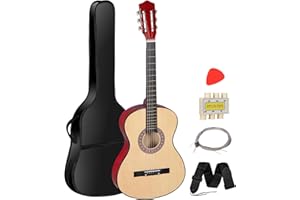 JUPITERFORCE 38 Inch Beginner Acoustic Guitar, 6-String Guitar Starter Kit for Starters with Gig Bag, Strings, Strap, Pitch Pipe and Pick, Natural
