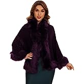 FlyGulls Women Faux Fur Shawl Bridal Faux Fur Wraps for Evening Wedding Dresses Luxury Fur Cape for Wedding Evening Party