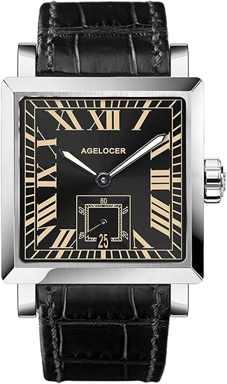 Amazon Agelocer メンズ 腕時計 トップブランド 機械式カレンダー 夜光アナログ腕時計 スクエアローマダイヤル Agi 3303a1 メンズ腕時計 腕時計 通販