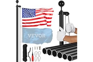 VEVOR 30FT Detachable Flagpole Kit, Heavy Duty Aluminum Alloy Flag Pole Kit in Ground for Outdoor, 3 Display Modes Flagpole w