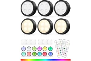 UNIWA LED Puck Lights with Remote,Under Cabinet Lights Wireless,13 Colors Changeable LED Closet Light Dimmable,AA Battery Powered Push Night Lights for Thanksgiving Christmas Halloween Pumpkins Decorations