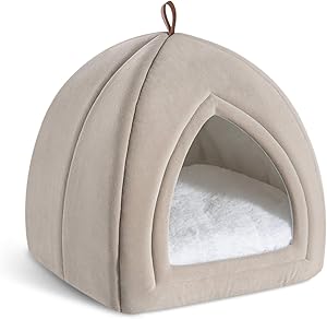 Bedsure Kitten Bed Cave Bed for Cats & Dogs - 15/19 inches Up to 11lbs 2-in-1 Kitty Bed/Cat Hut/Covered Cat Bed Caves with Removable Washable Cushioned Pillow, Indoor Pet Cat Dog Beds for Pets