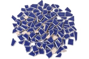 Youway Style Blue Mosaic Tiles for Crafts Bulk,200g Broken Tiles Pieces for Mosaic Craft Supplies, Ideal for Mosaic Craft Projects and Mosaic Outdoor Decor(Dark Blue)