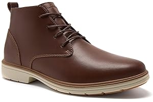 ORTHOCOMFOOT Men's Orthopedic Leather Chukka Boots: Comfortable Arch Support Plantar Fasciitis Tuxedo Dress Walking Ankle Mid Derby Boot, Orthotics Flat Feet Casual Wingtip Oxford for Foot and Heel Pain Relief